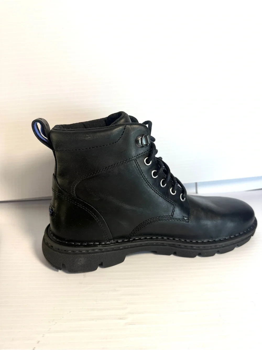 Rockport Unisex Black Leather Lace-Up Ankle Boots